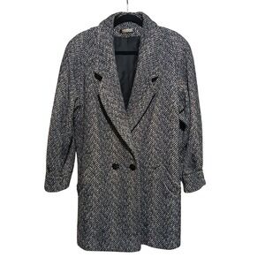GLENBROOKE Women's Herringbone Tweed Double Breasted Blazer Coat Size‎ 14
